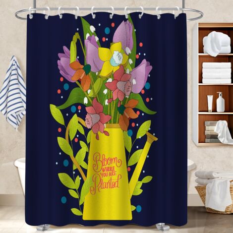 Rideau de douche tissu polyester 180x180 Étanche polyester pour salle de bain pour ambiance spa à domicile (1/5)