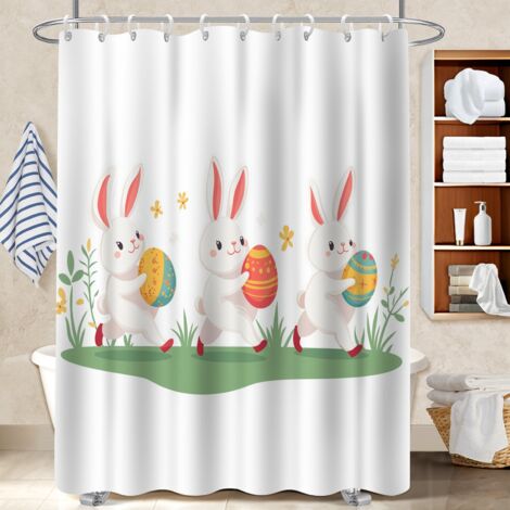 Voile de douche fluide en polyester 180x180 avec 12 œillets protection douche pour un moment de détente absolue (1/5)