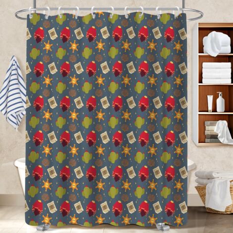 Rideau de douche en polyester 180x180 naturel voile de douche pour les fêtes de fin d’année (1/5)