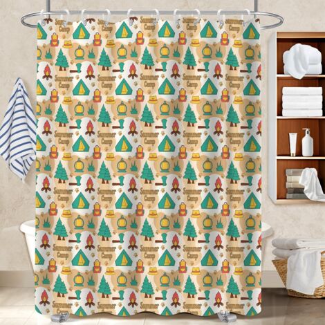 Voile de douche polyester 180x180 infroissable voile de douche pour salle de bain d’amis (1/5)