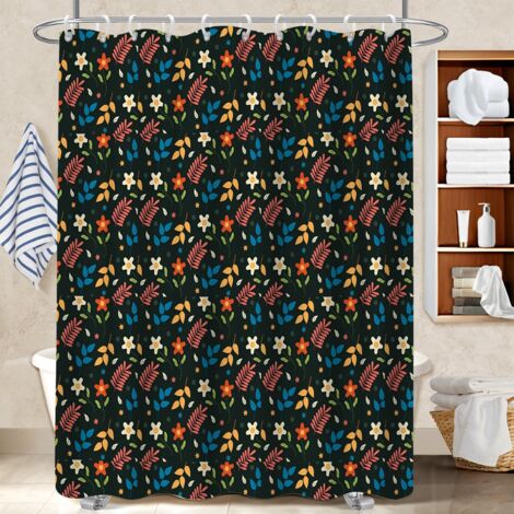 Kit rideau de douche en polyester 180x180 tissu respirant bâche de douche pour accueillir l’été dans sa maison (1/5)