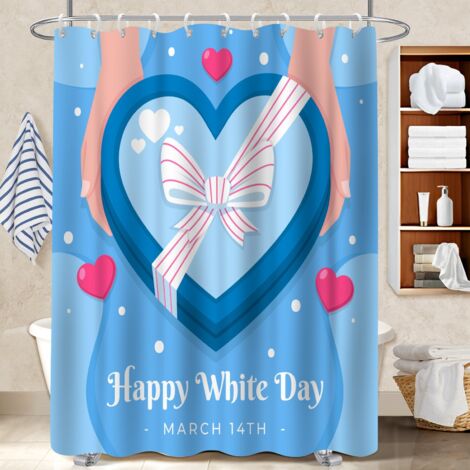 Rideau de douche en polyester 180x180 avec motif housse de baignoire pour délimiter l’espace dans une salle de bain ouverte (1/5)