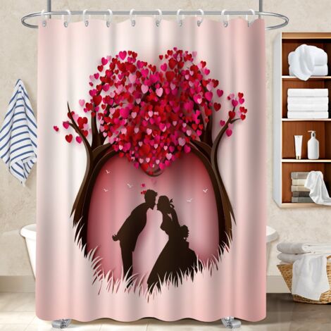 Rideau douche imperméable polyester 180x180 aéré voile de douche pour baignoire asymétrique (1/5)
