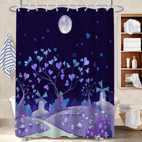 Rideau de douche tissu polyester 180x180 aéré rideau séchage rapide pour dans une salle de bain design (1/5)