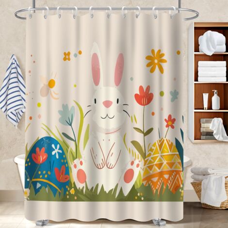 Ensemble rideau de douche polyester avec anneaux 180x180 aéré rideau étanche pour avec accessoires assortis (1/5)
