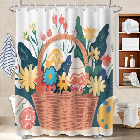 Ensemble rideau de douche polyester avec anneaux 180x180 tendance bâche de douche pour un intérieur cosy et chaleureux (1/5)