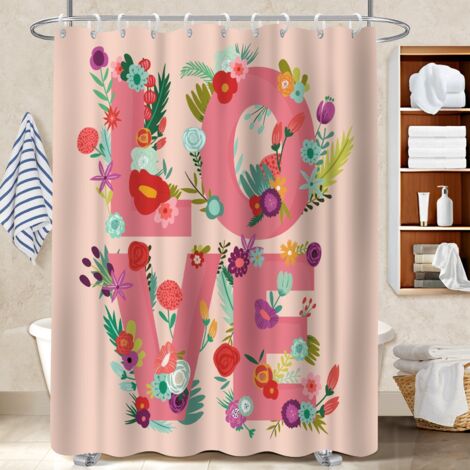 Rideau de bain en polyester 180x180 avec motif rideau séchage rapide pour accueillir l’été dans sa maison (1/5)