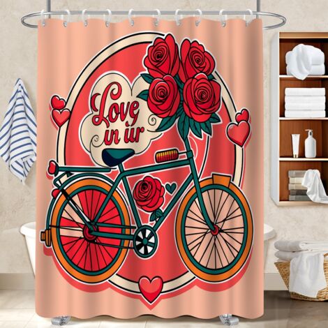 Rideau polyester pour douche 180x180 avec anneaux rideau imperméable pour avec accessoires assortis (1/5)