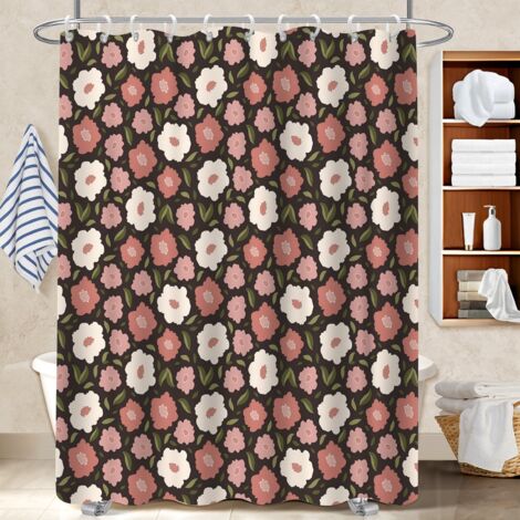 Voile de douche polyester 180x180 À œillets renforcés rideau étanche pour avec accessoires assortis (1/5)
