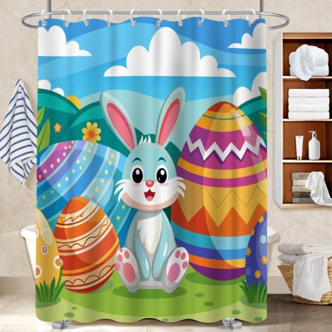 Rideau de douche tissu polyester 180x180 léger rideau séchage rapide pour maison secondaire (1/5)