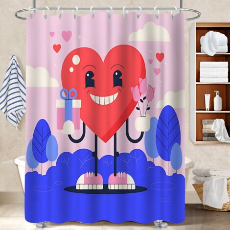 Ensemble rideau de douche polyester avec anneaux 180x180 déco d‘intérieur rideau séchage rapide pour maison de campagne (1/5)