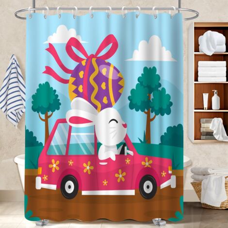 Kit rideau de douche en polyester 180x180 avec anneaux séparation douche pour les amateurs de déco (1/5)