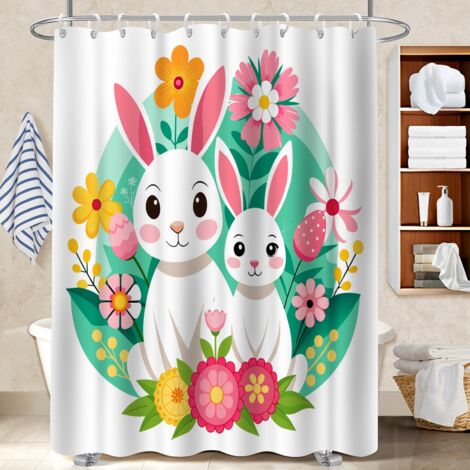 Rideau de douche imperméable en polyester 180x180 avec anneaux housse de baignoire pour idéal location saisonnière (1/5)