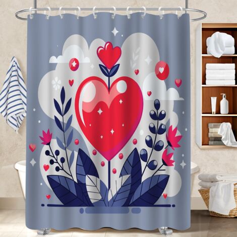 Rideau de douche tissu polyester 180x180 stylé protection douche pour célibataire actif (1/5)