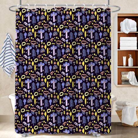 Rideau de douche tissu polyester 180x180 pratique rideau imperméable pour salle d’eau sans fenêtre (1/5)