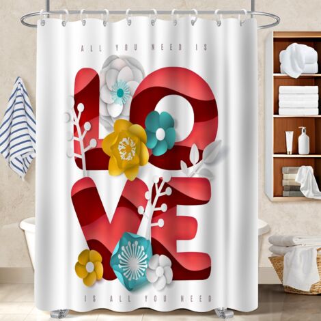 Rideau de douche en polyester 180x180 avec œillets housse de baignoire pour un relooking rapide de sa salle de bain (1/5)