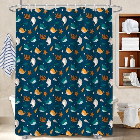 Rideau douche imperméable polyester 180x180 avec anneaux cache baignoire pour hôtel / airbnb (1/5)