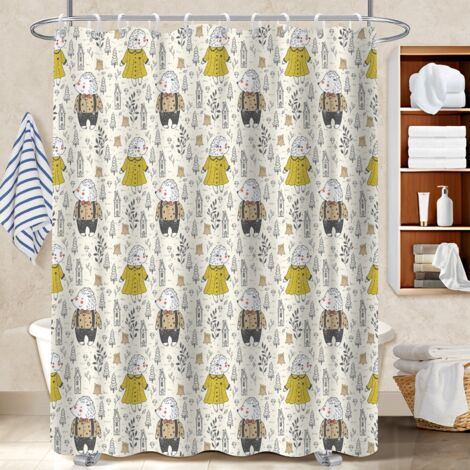 Ensemble rideau de douche polyester avec anneaux 180x180 avec motif housse de baignoire pour un printemps fleuri dans la salle de bain (1/5)