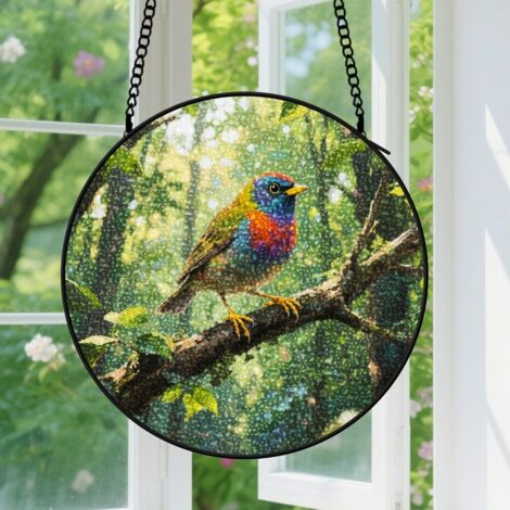 Suspension en vitrail, attrape-soleil élégant minimaliste, décoration fenêtre intérieure, cadeau Fête des Pères, Anniversaire pour homme, femme 16 cm (1/5)