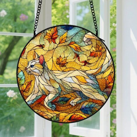 Suspension en vitrail, attrape-soleil artistique élégant, décoration intérieure unique, cadeau Fête des Mères, Noël pour femme, homme, famille 9cm (1/5)