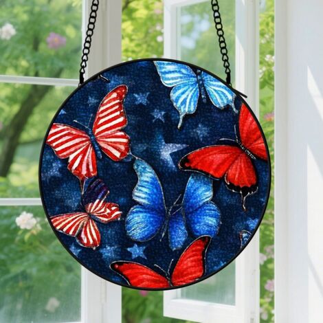 Suspension en vitrail, attrape-soleil artistique coloré, décoration fenêtre porte, cadeau Anniversaire pour femme, homme, maman, grand-mère 15 cm (1/5)