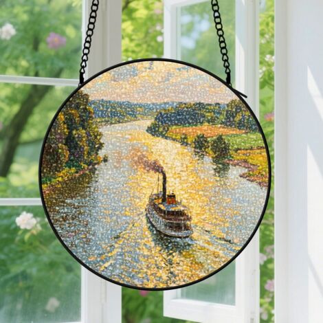 Suspension en vitrail, attrape-soleil coloré unique, décoration maison intérieure, cadeau Fête des Mères, Noël pour femme, maman, amie 9cm (1/5)
