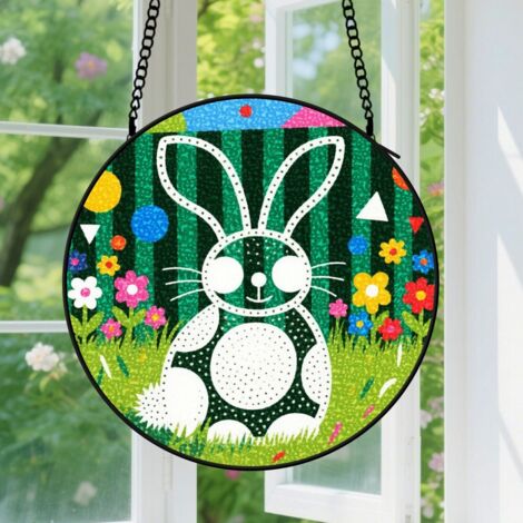 Suspension en vitrail, attrape-soleil unique coloré, décoration porte maison, cadeau Fête des Pères, Anniversaire pour homme, femme, tante 16 cm (1/5)