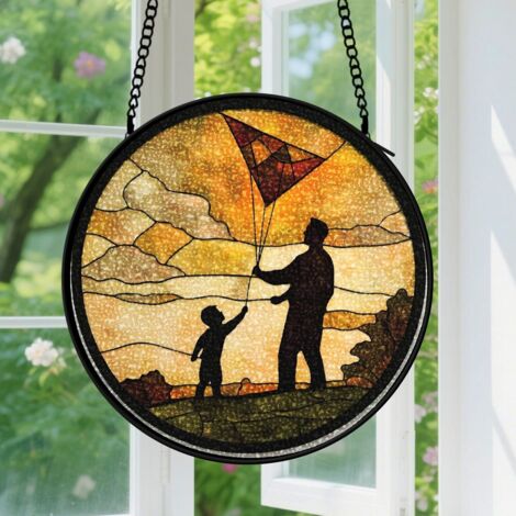 Suspension en vitrail, attrape-soleil coloré unique, décoration intérieure porte, cadeau Anniversaire pour femme, homme, maman, grand-mère 20 cm (1/5)