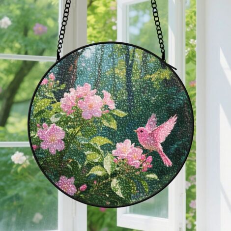 Suspension en vitrail - Attrape-soleil minimaliste en verre, décoration intérieure élégante, cadeau Fête des Mères, Anniversaire pour femme, homme 9cm (1/5)