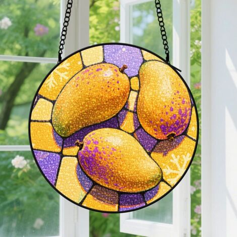 Suspension en vitrail, attrape-soleil minimaliste coloré, décoration jardin porte, cadeau Noël, Anniversaire pour femme, homme, tante 12,5 cm (1/5)