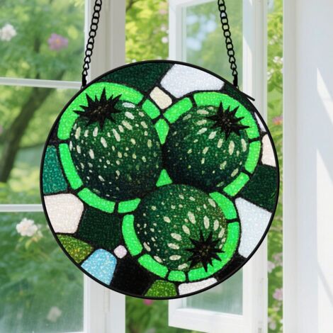 Suspension en vitrail - Attrape-soleil élégant minimaliste, décoration fenêtre porte, cadeau Noël, Fête des Pères pour homme, femme, maman 16 cm (1/5)