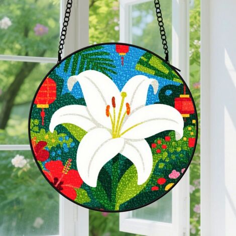 Suspension en vitrail - Attrape-soleil coloré pour porte, décoration maison unique, cadeau Fête des Mères, Noël pour femme, homme, maman 12,5 cm (1/5)