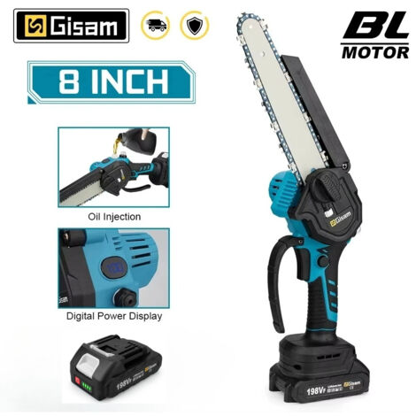 8 pouces scie électrique sans brosse scie à chaîne électrique à une main outil de jardinage pour le travail du bois scie d'élagage pour Makita 18v batterie broche, avec 1 batterie (1/5)