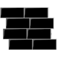 10 pièces panneaux muraux 3d, revêtement mural avec aspect 3d, revêtement mural autocollant 3d, protection contre les éclaboussures, pour cuisine, 29,36 × 21,3 cm, noir