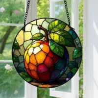 Suspension en vitrail, attrape-soleil minimaliste élégant, décoration porte maison, cadeau Fête des Mères, Anniversaire pour femme, maman 15 cm