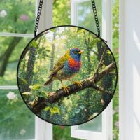Suspension en vitrail, attrape-soleil élégant minimaliste, décoration fenêtre intérieure, cadeau Fête des Pères, Anniversaire pour homme, femme 9cm
