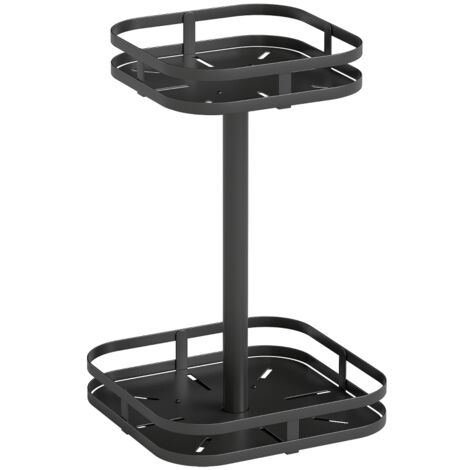 Rangement à Épices Tournant 2 Étages - Support Métallique avec Ventouses, Design Moderne et Gain de Place pour Cuisine (Noir) (1/5)