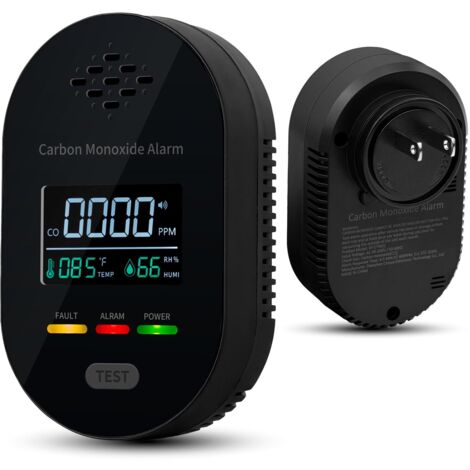 Détecteur de Monoxyde de Carbone 3-en-1 Portable - Capteur de Température et Humidité - Affichage LCD Clair (Noir) (1/5)
