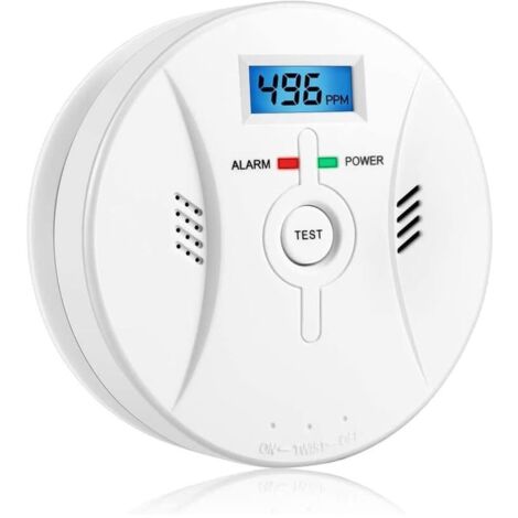 Détecteur de Monoxyde de Carbone avec Affichage LCD - Alarme 85 dB Sonore - Capteur de CO Haute Sensibilité (1/4)