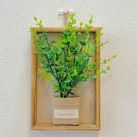 Plante Artificielle 55 cm avec Clous Sans Traces - Plante Verte Décorative avec Cadre et Crochets - Pour Mur Intérieur/Extérieur