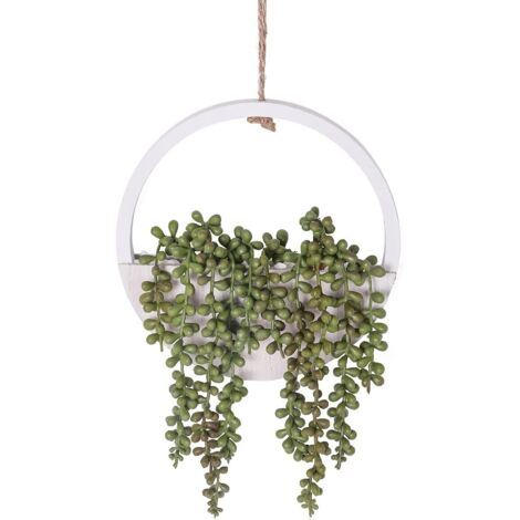 Plante Artificielle Suspendue Murale avec Cadre en Bois - Fleurs de Marguerites Synthétiques - Idéale pour Salon, Cuisine, Salle de Bain