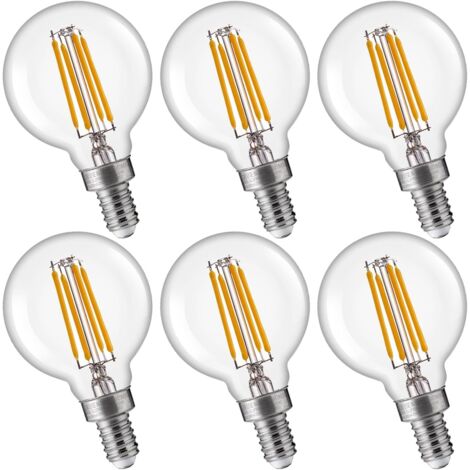 6 Pièces Ampoules LED G40 de Remplacement – Globe Incassable 1,57" avec Culot E12, 1 W (équivalent 5 W), Lumière Blanc Chaud pour Guirlandes Extérieures
