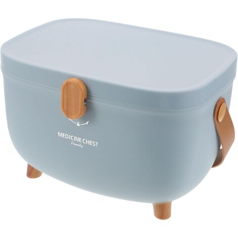 Boîte de Premiers Secours avec Poignée – Organisateur de Médicaments Portable, Conteneur de Rangement Anti-Poussière Bleu (1/5)