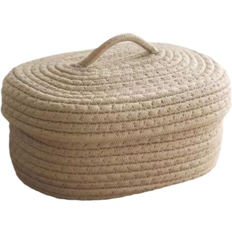 Panier de Rangement Tissé avec Couvercle – Panier Organisateur Multifonction pour Jouets, Animaux, Étagères et Maison Brun (1/5)