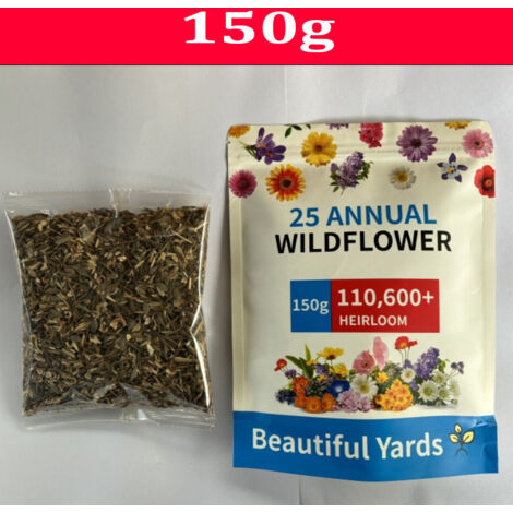 Mélange de graines de fleurs sauvages 150g – 25 variétés annuelles et vivaces pour prairie fleurie et jardin (1/2)
