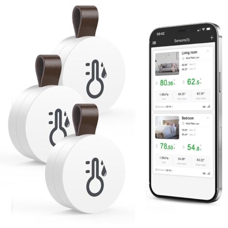 Lot de 3 Thermomètres Hygromètres Bluetooth Intérieur – Mesure Température et Humidité, Application Smart Sensor pour Maison (1/5)