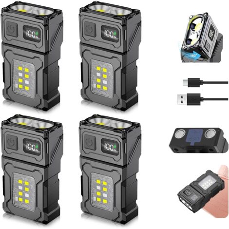 Lot de 4 Lampes de Poche LED Rechargeables 800 Lumens – Lampe de Camping et Urgence, Étanche, Magnétique avec Ventouse, Pour Randonnée et Vélo (1/5)