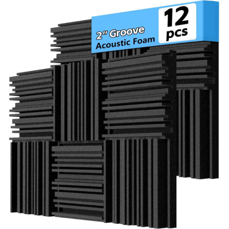 Lot de 12 Panneaux Acoustiques Auto-Adhésifs 30x30x1 cm – Mousse Haute Densité, Absorption Sonore, Idéal Bureau, Studio et Décoration Maison (1/5)