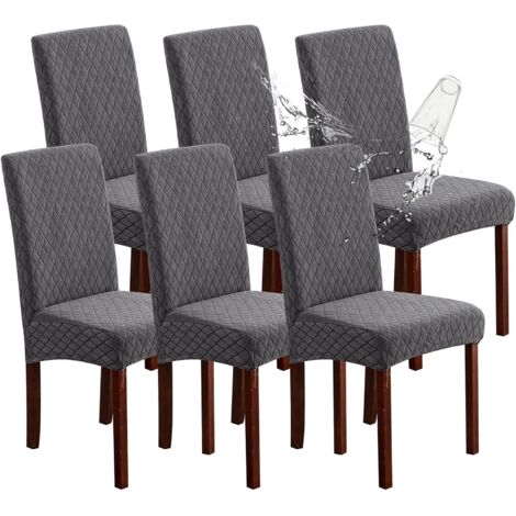 Lot de 6 Housses de Chaise Extensibles Jacquard – Imperméables, Anti-Éclaboussures, Lavables en Machine (1/5)