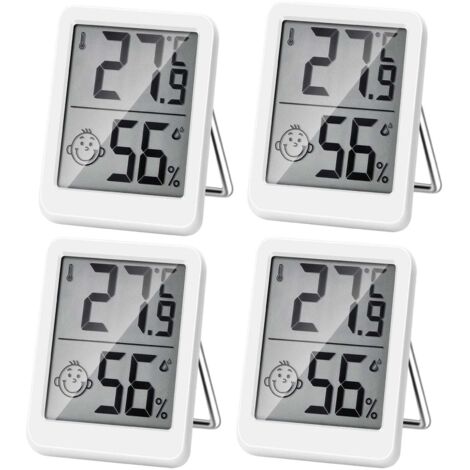 Lot de 4 Thermomètres Hygromètres Numériques d’Intérieur – Grand Écran, Surveillance Température et Humidité Maison (1/5)
